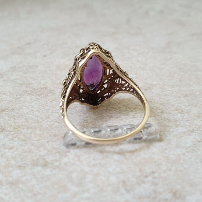 Ornate Amethyst Ring in 9ct Gold