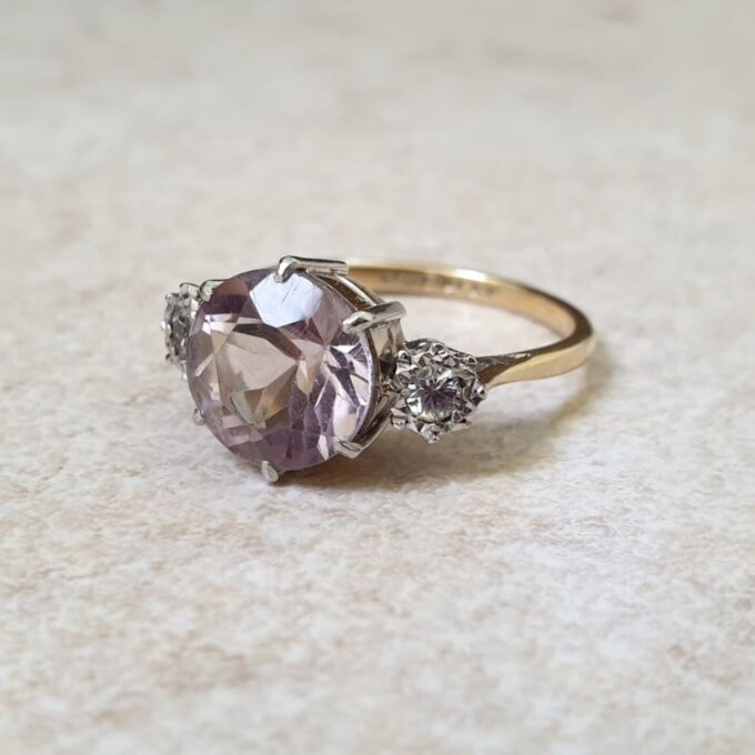 Rose De France Amethyst Ring in 18ct Gold and Platinum