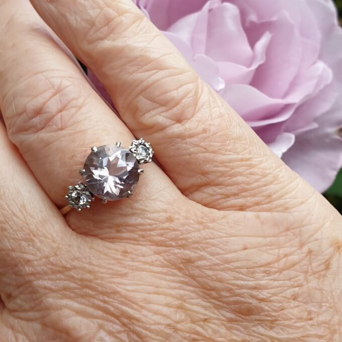 Rose De France Amethyst Ring in 18ct Gold and Platinum