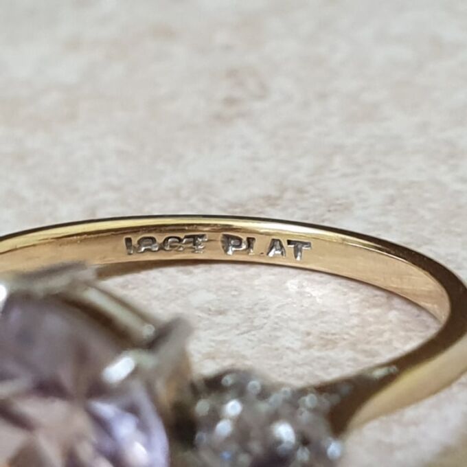 Rose De France Amethyst Ring in 18ct Gold and Platinum