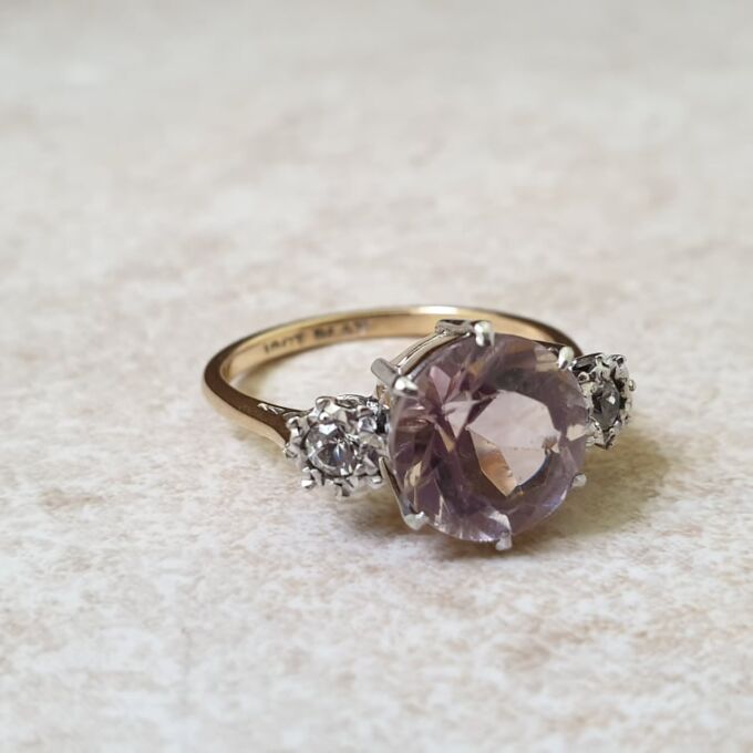 Rose De France Amethyst Ring in 18ct Gold and Platinum
