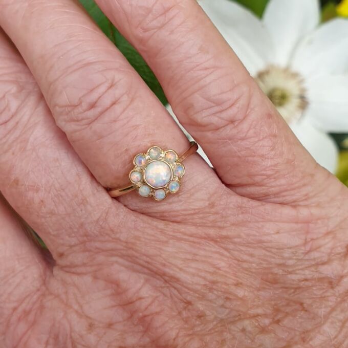 Opal Daisy Ring in 9ct Gold