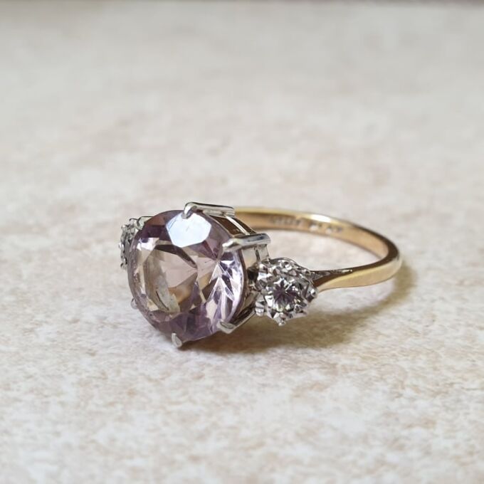 Rose De France Amethyst Ring in 18ct Gold and Platinum