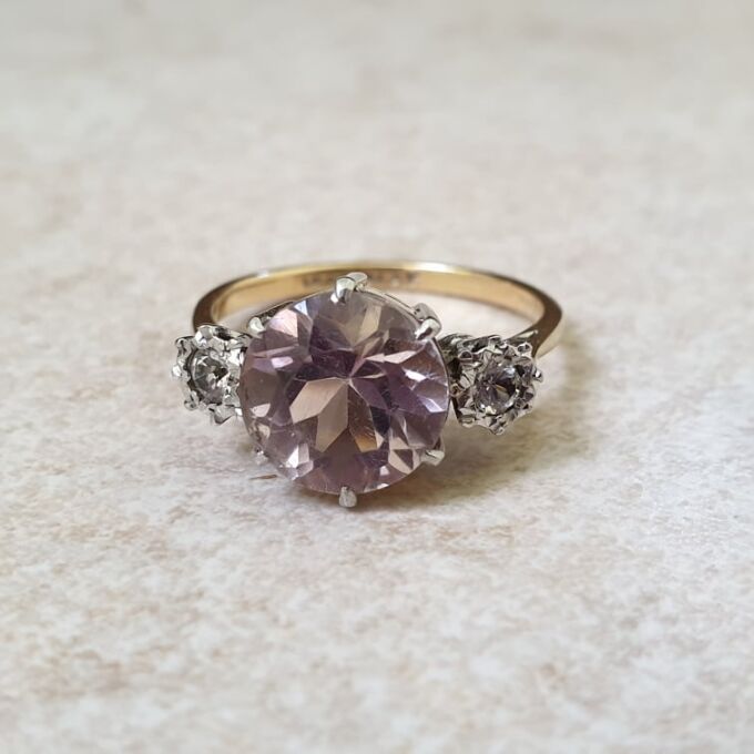Rose De France Amethyst Ring in 18ct Gold and Platinum