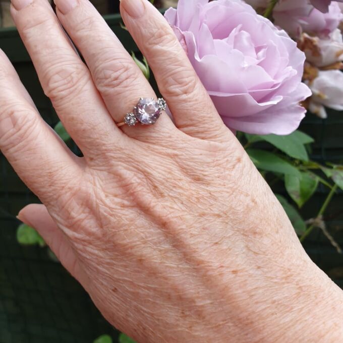 Rose De France Amethyst Ring in 18ct Gold and Platinum