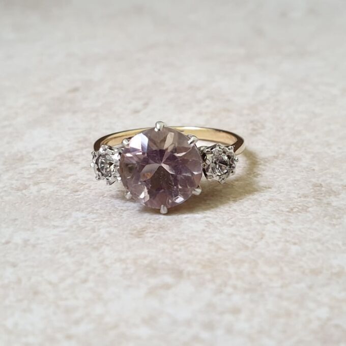 Rose De France Amethyst Ring in 18ct Gold and Platinum