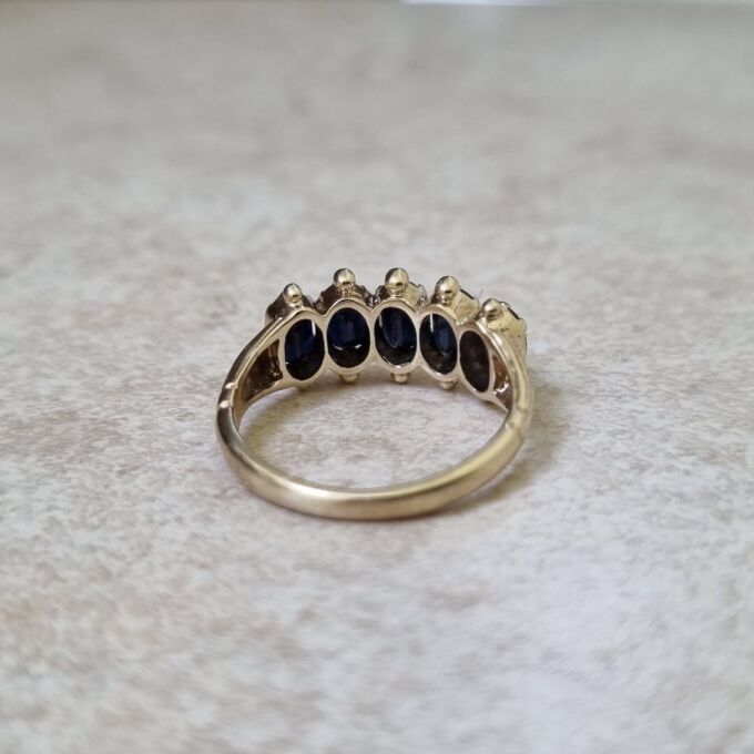 Five Stone Sapphire Ring in 9ct Gold