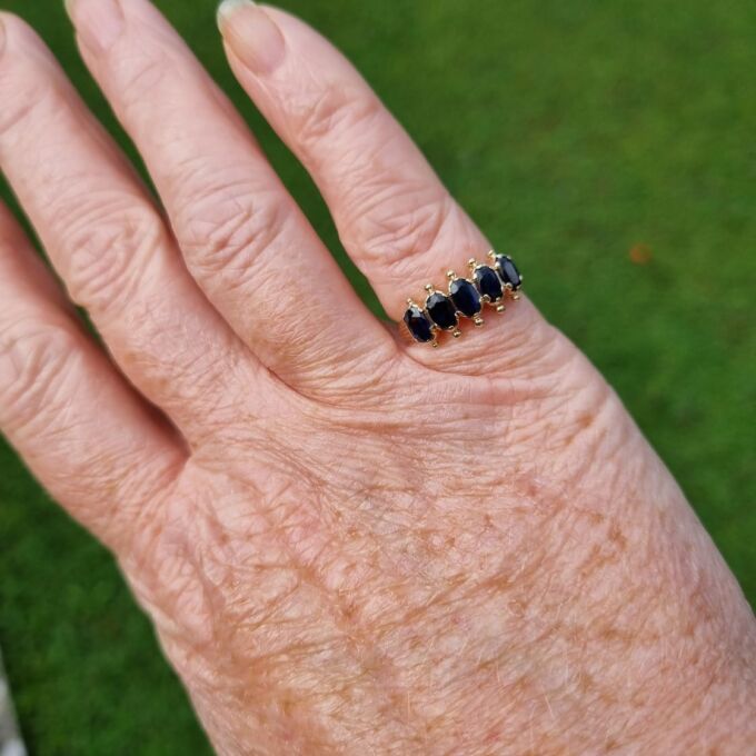 Five Stone Sapphire Ring in 9ct Gold