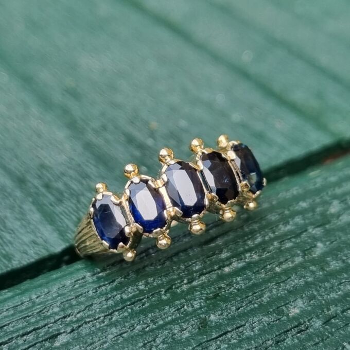 Five Stone Sapphire Ring in 9ct Gold