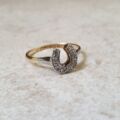 Diamond Set Horse Shoe Ring in 18ct Gold and Platinum
