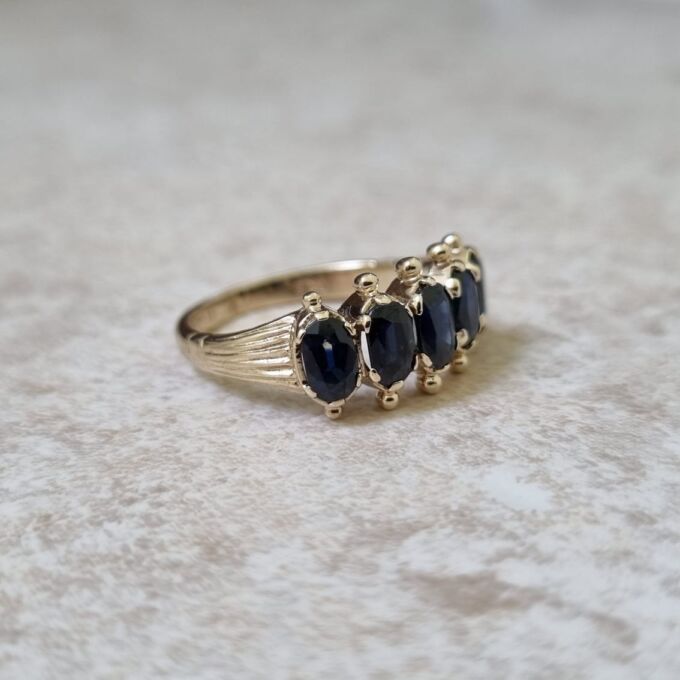 Five Stone Sapphire Ring in 9ct Gold
