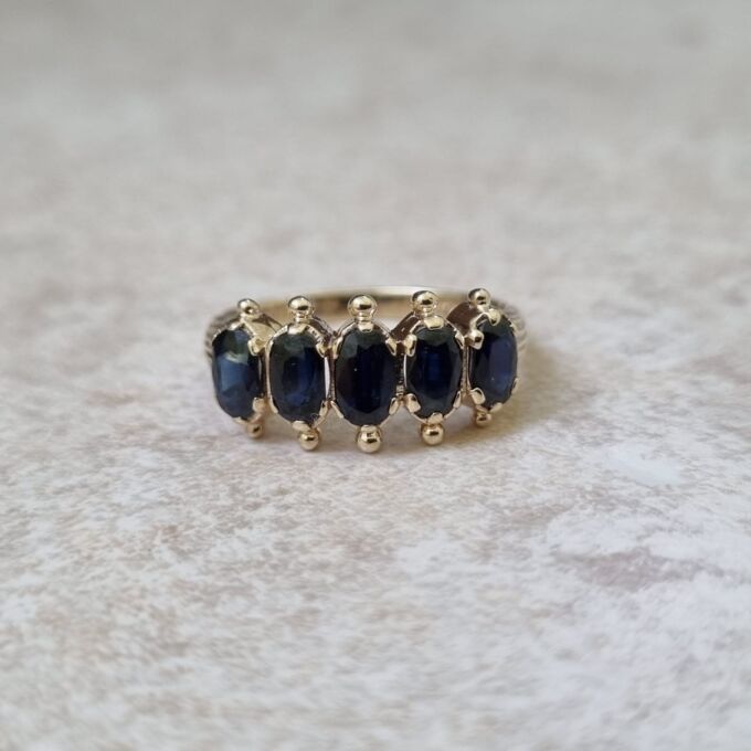 Five Stone Sapphire Ring in 9ct Gold