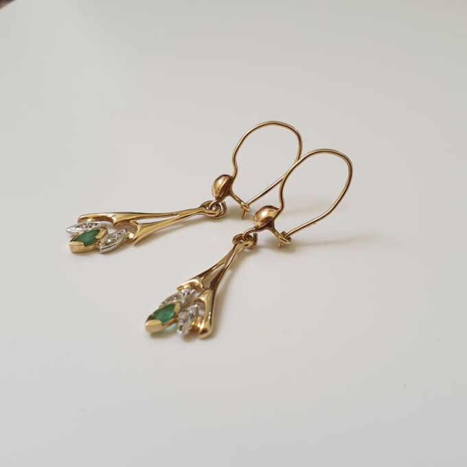 Emerald Drop Earrings in 9ct Gold
