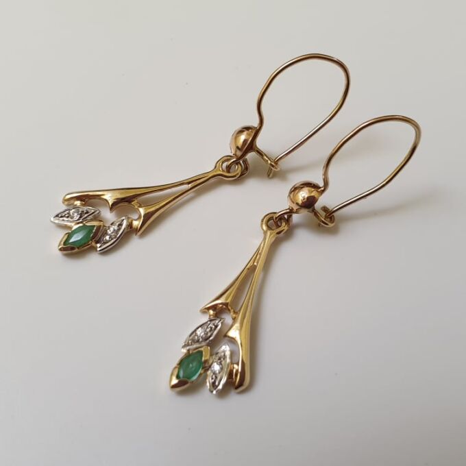 Emerald Drop Earrings in 9ct Gold