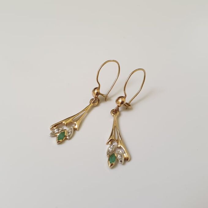 Emerald Drop Earrings in 9ct Gold