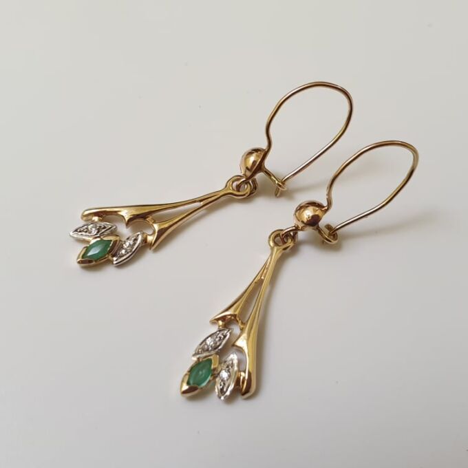 Emerald Drop Earrings in 9ct Gold