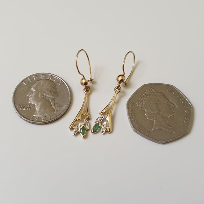 Emerald Drop Earrings in 9ct Gold