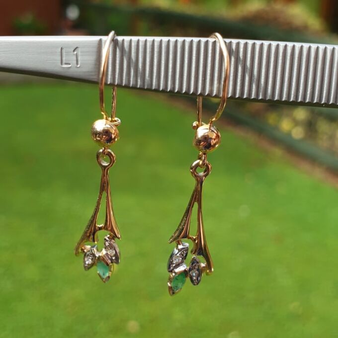 Emerald Drop Earrings in 9ct Gold