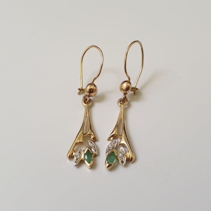 Emerald Drop Earrings in 9ct Gold