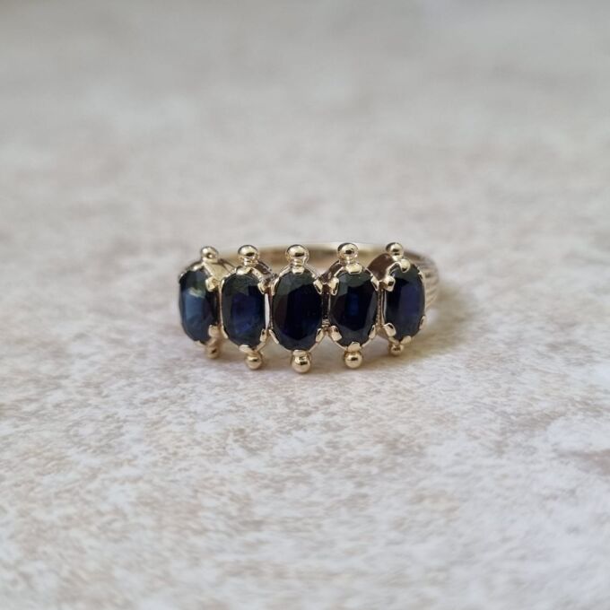 Five Stone Sapphire Ring in 9ct Gold