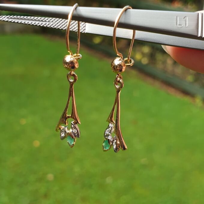 Emerald Drop Earrings in 9ct Gold