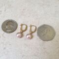 Pink Pearl Drop Earrings in 14ct Gold