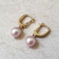 Pink Pearl Drop Earrings in 14ct Gold