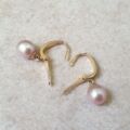 Pink Pearl Drop Earrings in 14ct Gold