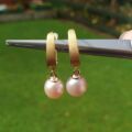 Pink Pearl Drop Earrings in 14ct Gold