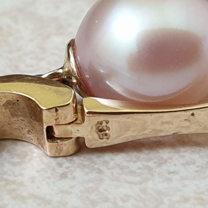 Pink Pearl Drop Earrings in 14ct Gold