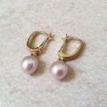 Pink Pearl Drop Earrings in 14ct Gold