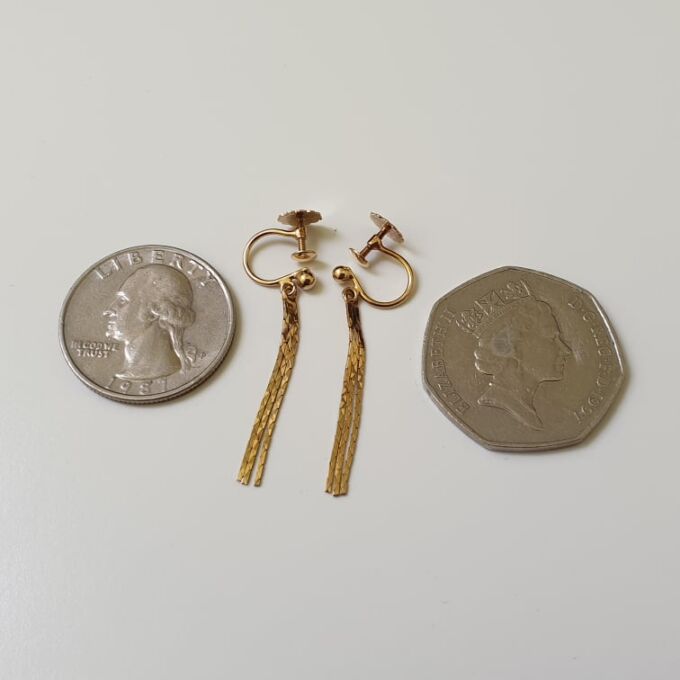 Tassel Drop Earrings with Screw Back Fastenings in 9ct Gold