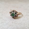 Green and White Spinel Ring in 9ct Gold