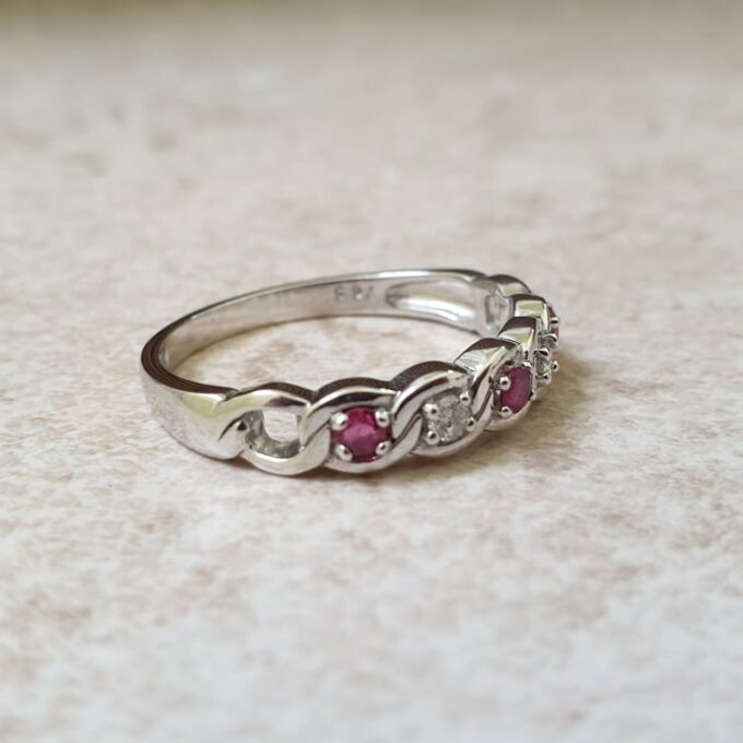 Ruby and Diamond Stacking Band in 9ct Gold