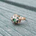 Green and White Spinel Ring in 9ct Gold