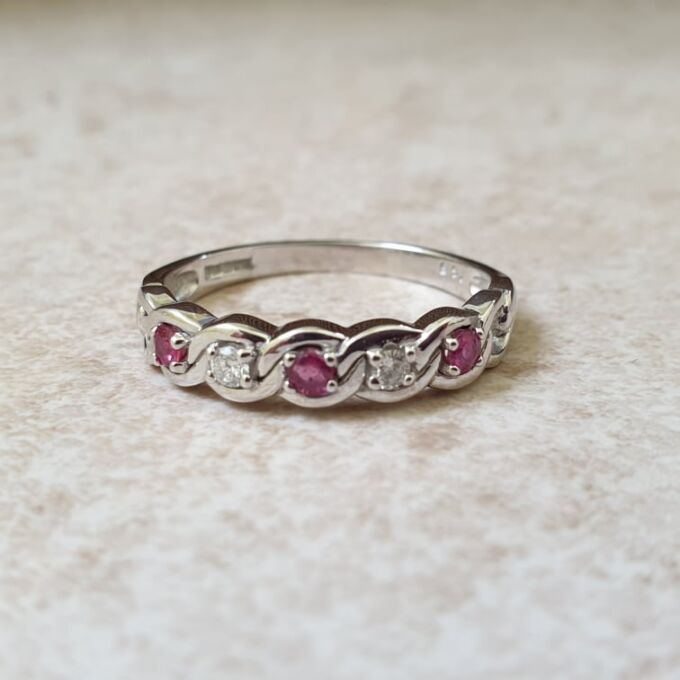 Ruby and Diamond Stacking Band in 9ct Gold