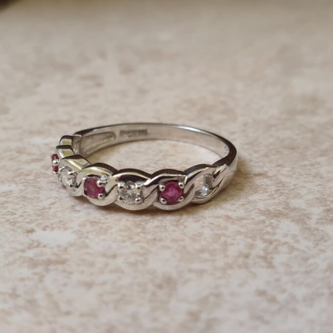 Ruby and Diamond Stacking Band in 9ct Gold