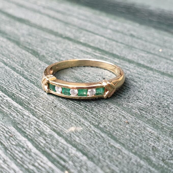Emerald and Diamond Ring in 9ct Gold