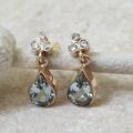 Aquamarine and Diamond Drop Earrings in 9ct Gold