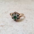 Green and White Spinel Ring in 9ct Gold