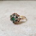 Green and White Spinel Ring in 9ct Gold