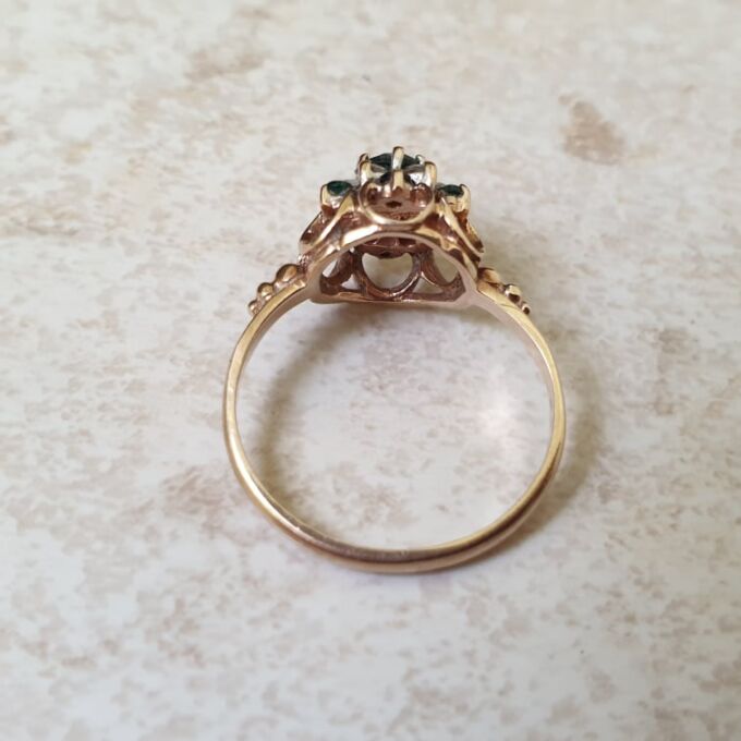 Green and White Spinel Ring in 9ct Gold