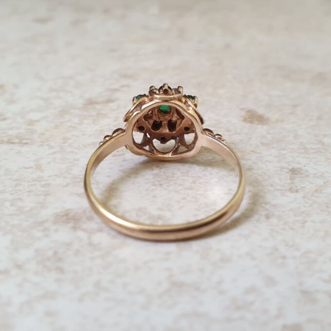 Green and White Spinel Ring in 9ct Gold