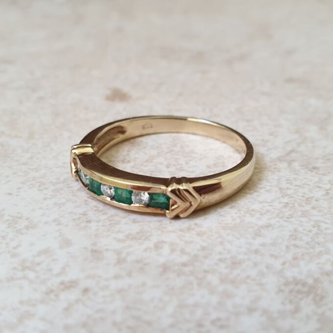 Emerald and Diamond Ring in 9ct Gold