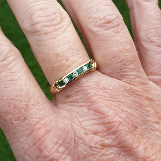 Emerald and Diamond Ring in 9ct Gold