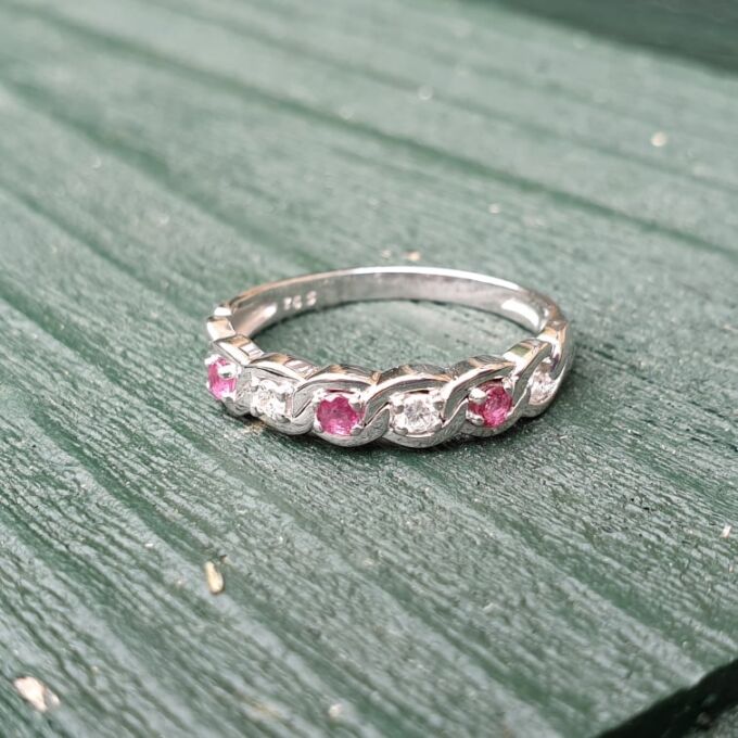 Ruby and Diamond Stacking Band in 9ct Gold