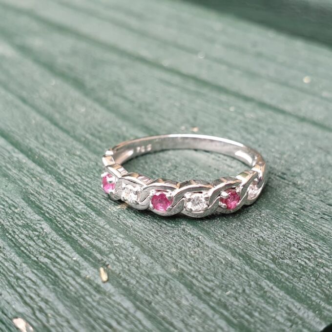 Ruby and Diamond Stacking Band in 9ct Gold