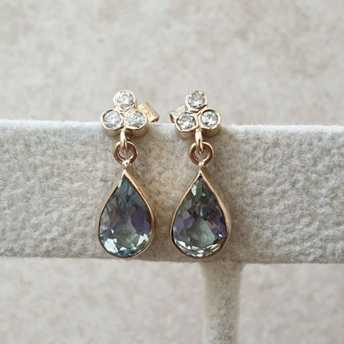 Aquamarine and Diamond Drop Earrings in 9ct Gold