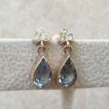 Aquamarine and Diamond Drop Earrings in 9ct Gold