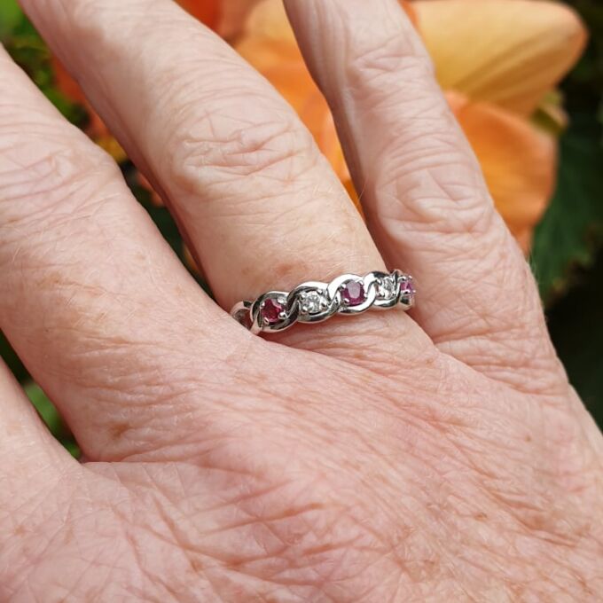 Ruby and Diamond Stacking Band in 9ct Gold